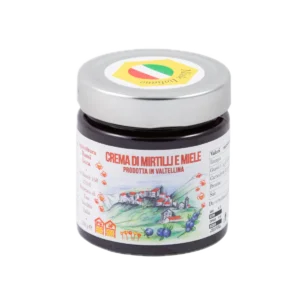 Vasetto in vetro di Crema di Mirtilli e Miele dell'Apicoltura Bassi